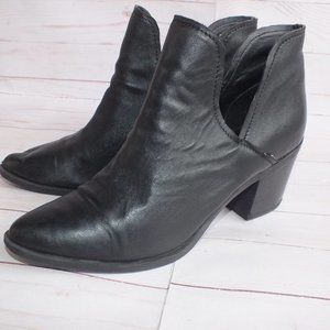 STEVE MADDEN Petra Open‎ Side Bootie Black Leather Size 10 BOOTS